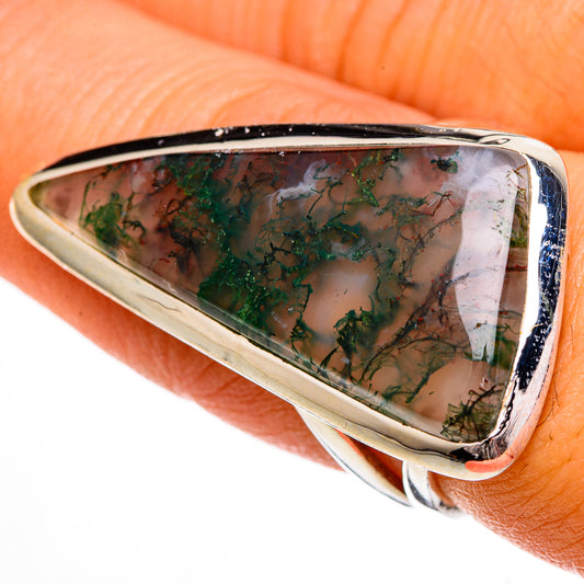 Green Moss Agate Rings handcrafted by Ana Silver Co - RING106514