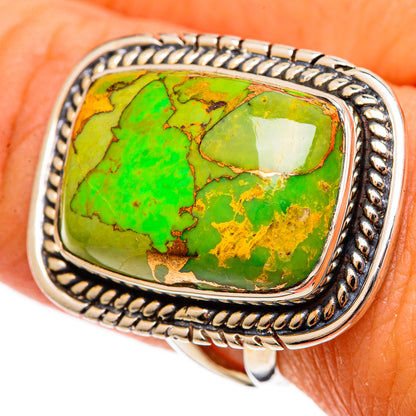 Green Copper Composite Turquoise Rings handcrafted by Ana Silver Co - RING106538