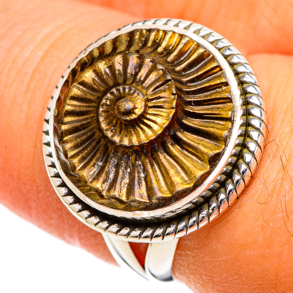 Pyrite Fossil Rings handcrafted by Ana Silver Co - RING106557