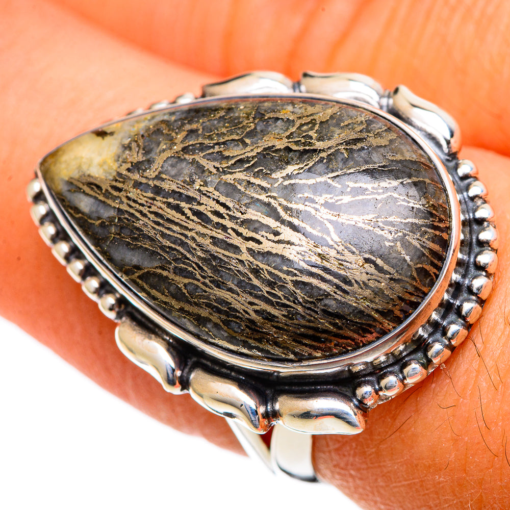 Pyrite Agate Rings handcrafted by Ana Silver Co - RING106558
