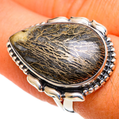 Pyrite Agate Rings handcrafted by Ana Silver Co - RING106558