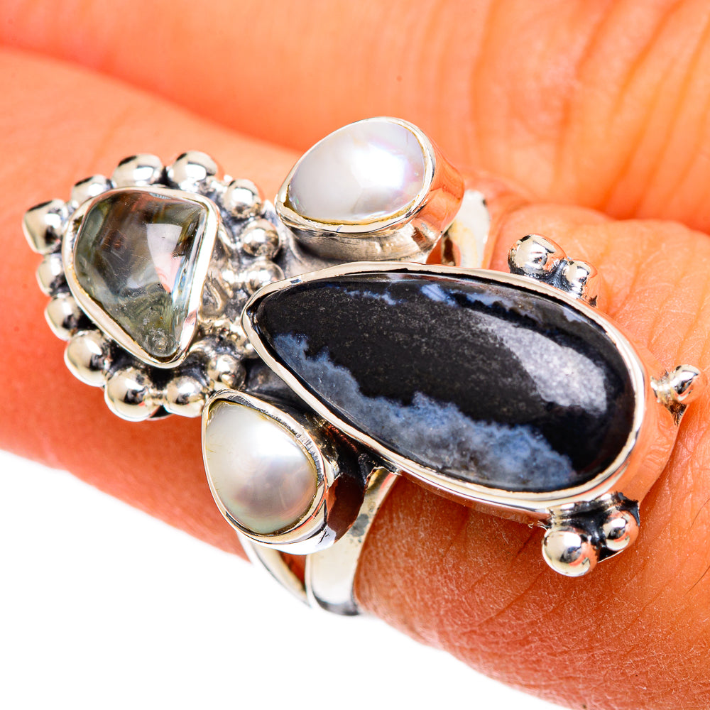Snowflake Obsidian Rings handcrafted by Ana Silver Co - RING106559