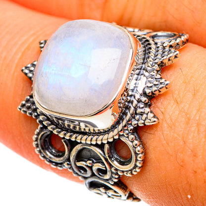 Rainbow Moonstone Rings handcrafted by Ana Silver Co - RING106601