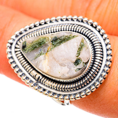 Green Tourmaline In Quartz Rings handcrafted by Ana Silver Co - RING106615