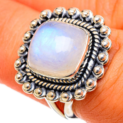Rainbow Moonstone Rings handcrafted by Ana Silver Co - RING106634