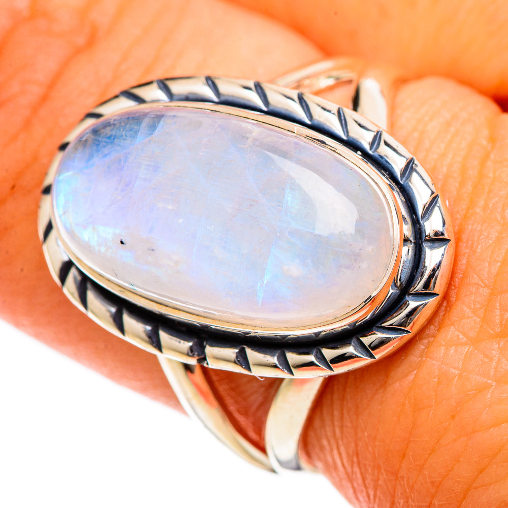 Rainbow Moonstone Rings handcrafted by Ana Silver Co - RING106635