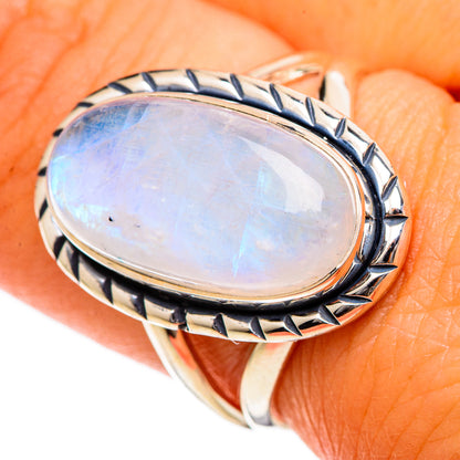 Rainbow Moonstone Rings handcrafted by Ana Silver Co - RING106635