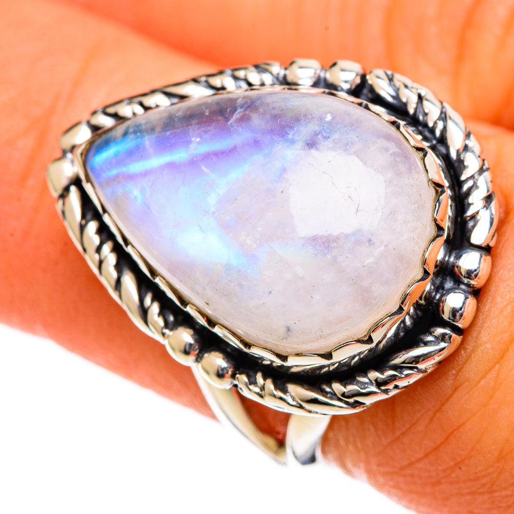 Rainbow Moonstone Rings handcrafted by Ana Silver Co - RING106664