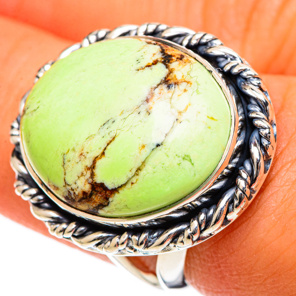 Lemon Chrysoprase Rings handcrafted by Ana Silver Co - RING106678
