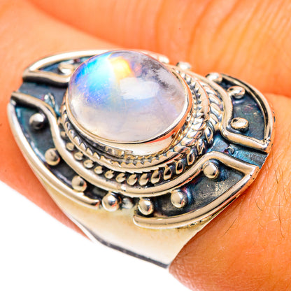 Rainbow Moonstone Rings handcrafted by Ana Silver Co - RING106694