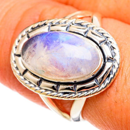 Rainbow Moonstone Rings handcrafted by Ana Silver Co - RING106695