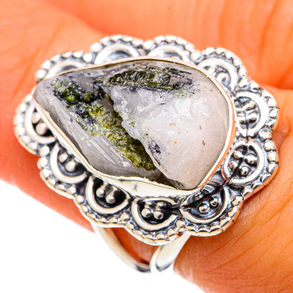 Green Tourmaline In Quartz Rings handcrafted by Ana Silver Co - RING106707