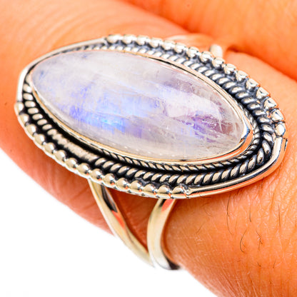 Rainbow Moonstone Rings handcrafted by Ana Silver Co - RING106725