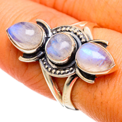 Rainbow Moonstone Rings handcrafted by Ana Silver Co - RING106727