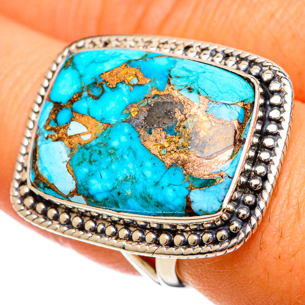 Blue Copper Composite Turquoise Rings handcrafted by Ana Silver Co - RING106731