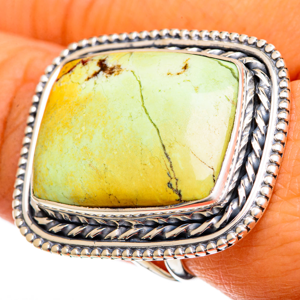 Lemon Chrysoprase Rings handcrafted by Ana Silver Co - RING106742