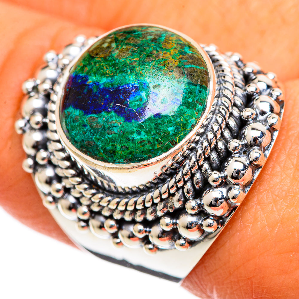 Azurite Malachite Rings handcrafted by Ana Silver Co - RING106748