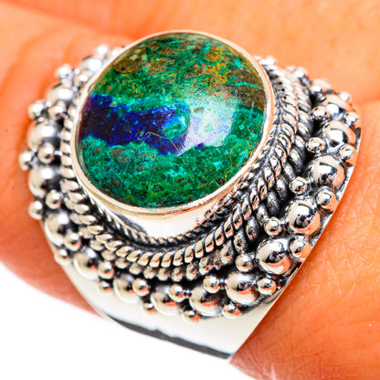 Azurite Malachite Rings handcrafted by Ana Silver Co - RING106748