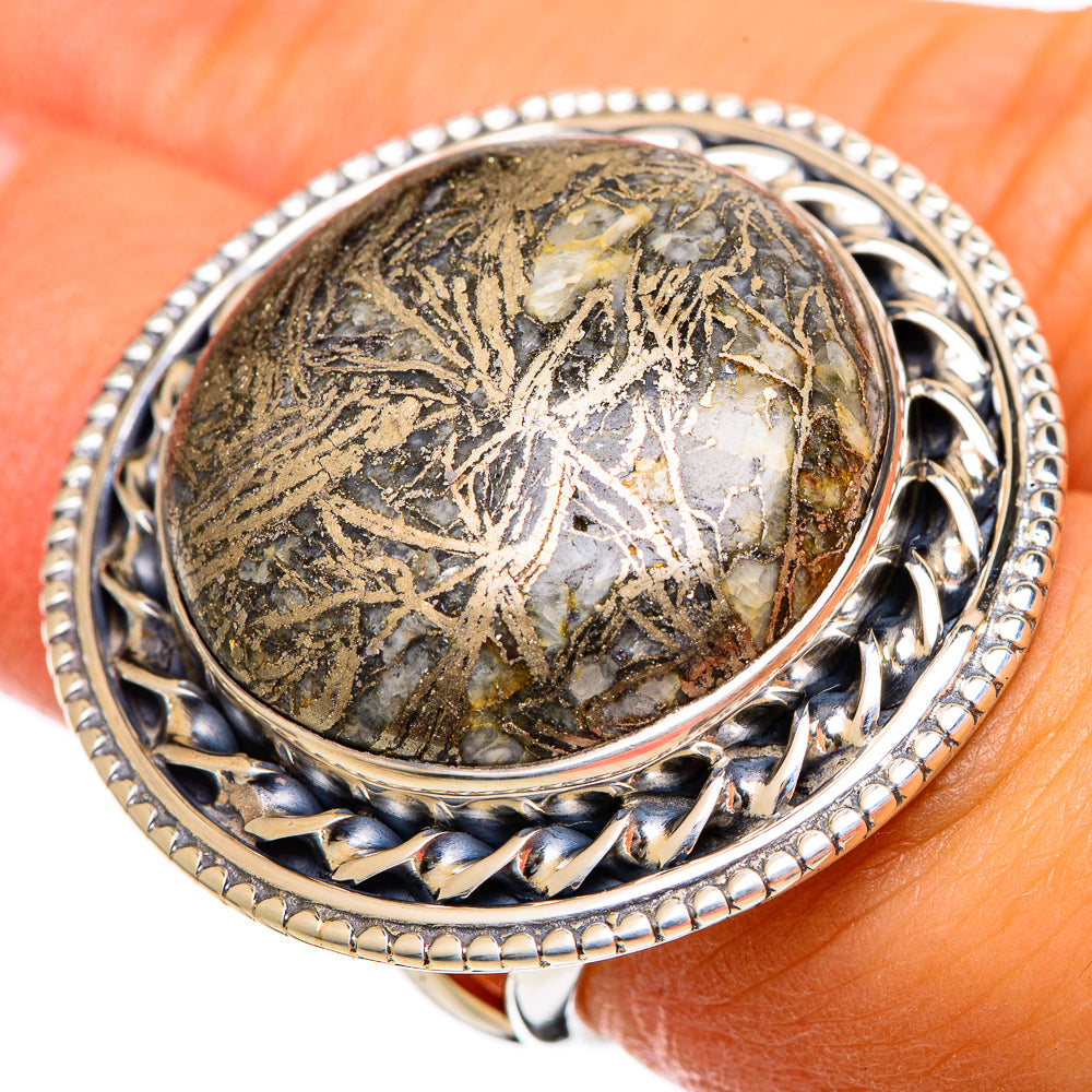 Pyrite Agate Rings handcrafted by Ana Silver Co - RING106764