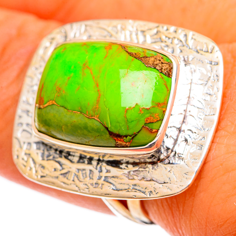 Green Copper Composite Turquoise Rings handcrafted by Ana Silver Co - RING106791