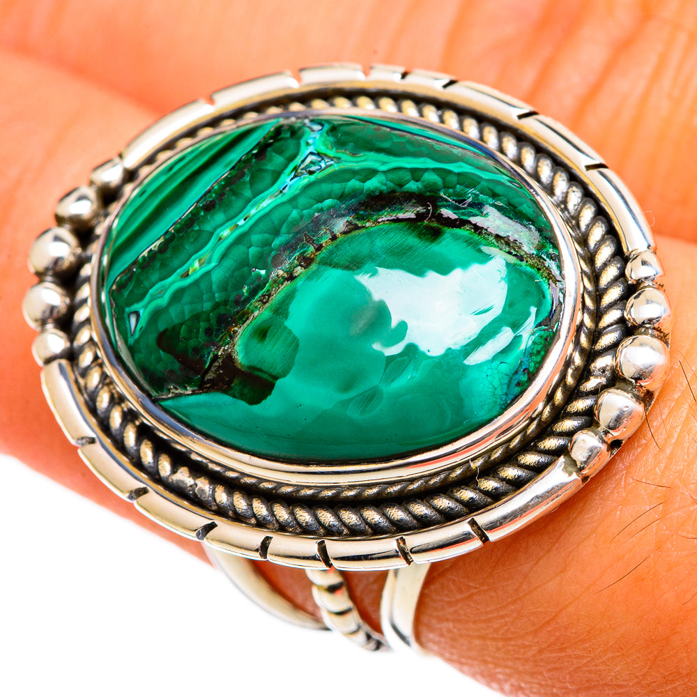 Malachite In Chrysocolla Rings handcrafted by Ana Silver Co - RING106793