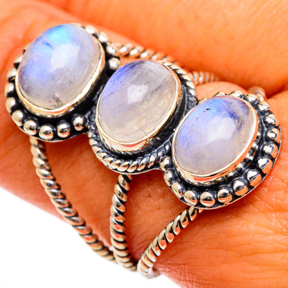 Rainbow Moonstone Rings handcrafted by Ana Silver Co - RING106817