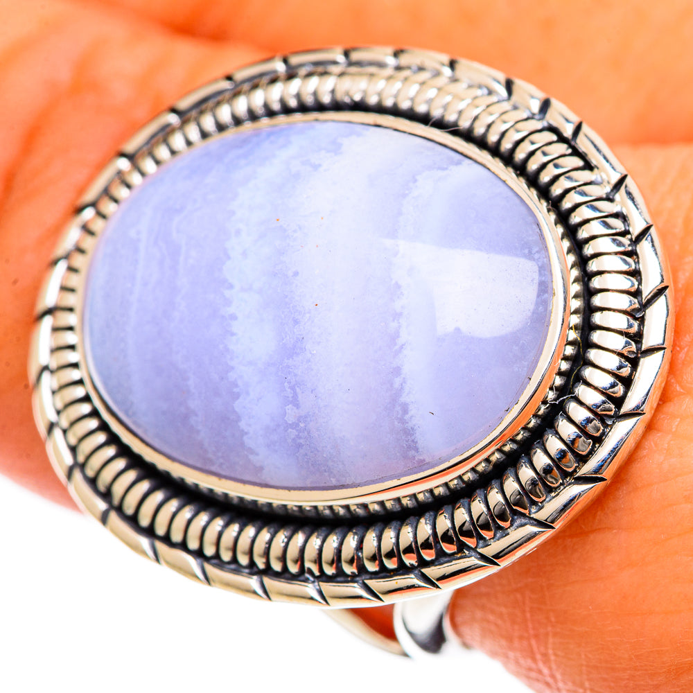 Blue Lace Agate Rings handcrafted by Ana Silver Co - RING106818