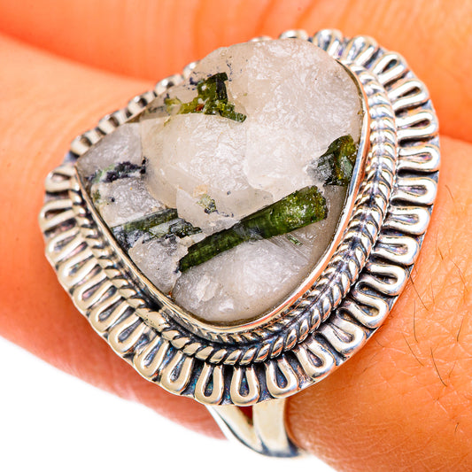 Green Tourmaline In Quartz Rings handcrafted by Ana Silver Co - RING106824