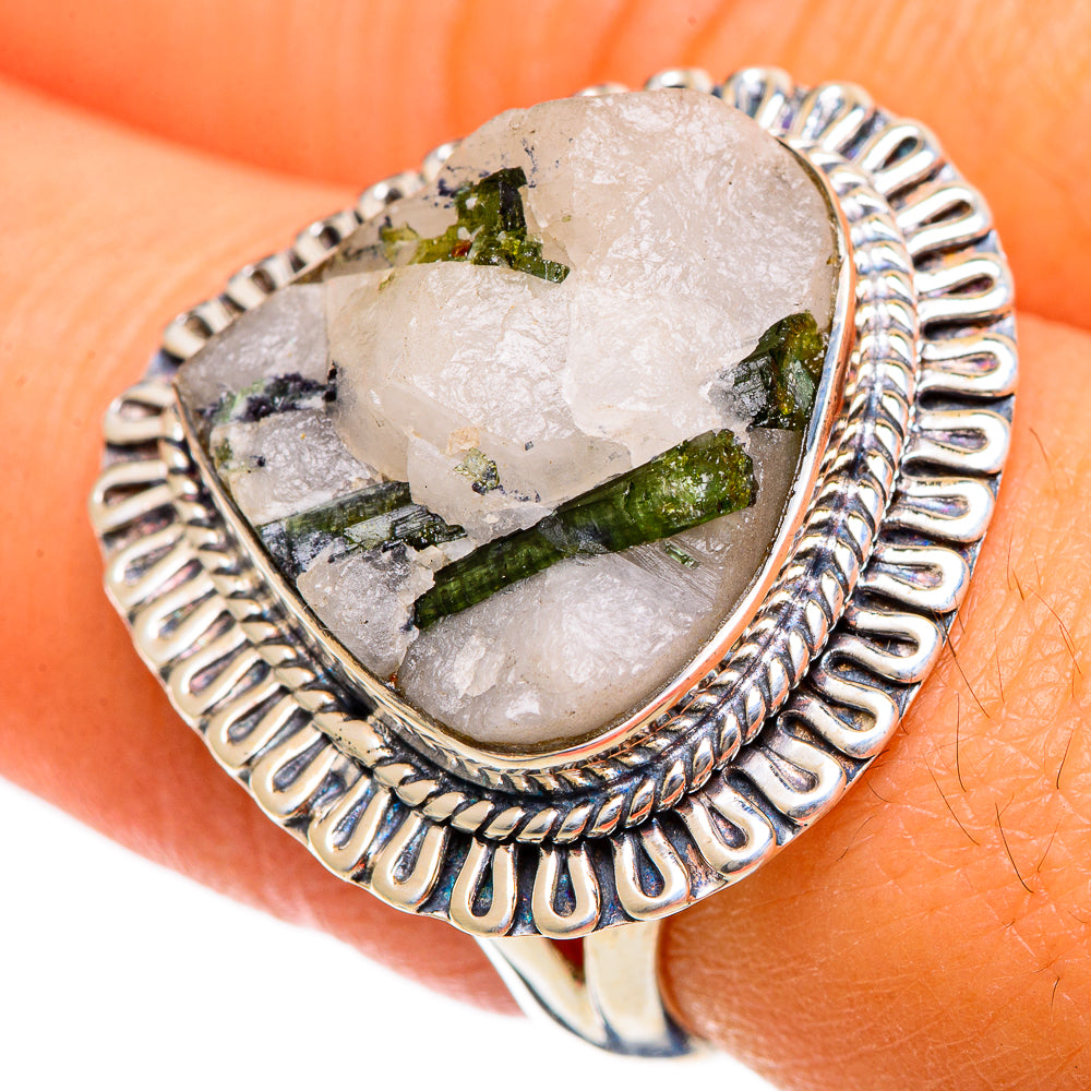 Green Tourmaline In Quartz Rings handcrafted by Ana Silver Co - RING106824