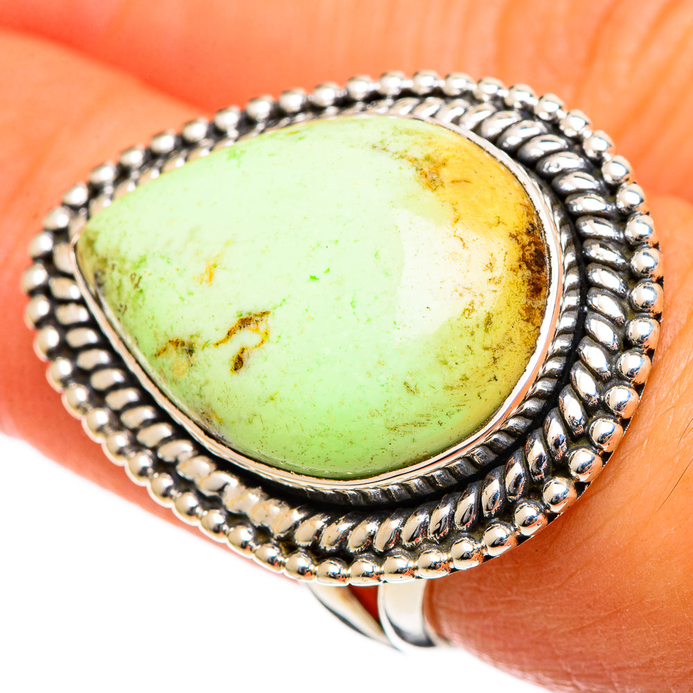 Lemon Chrysoprase Rings handcrafted by Ana Silver Co - RING106826