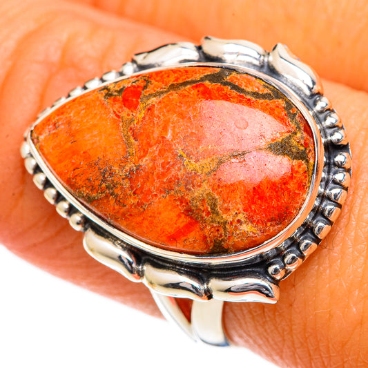 Orange Copper Composite Turquoise Rings handcrafted by Ana Silver Co - RING106851
