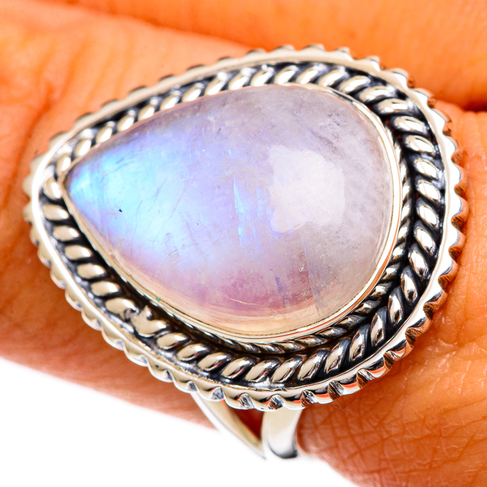 Rainbow Moonstone Rings handcrafted by Ana Silver Co - RING106861