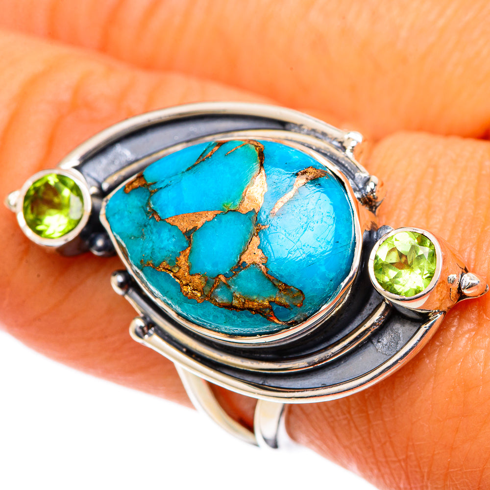 Blue Copper Composite Turquoise Rings handcrafted by Ana Silver Co - RING106872