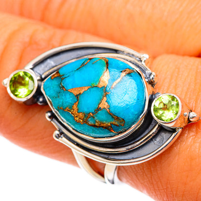 Blue Copper Composite Turquoise Rings handcrafted by Ana Silver Co - RING106872