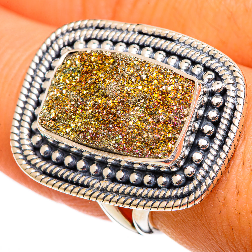 Spectro Pyrite Druzy Rings handcrafted by Ana Silver Co - RING106897