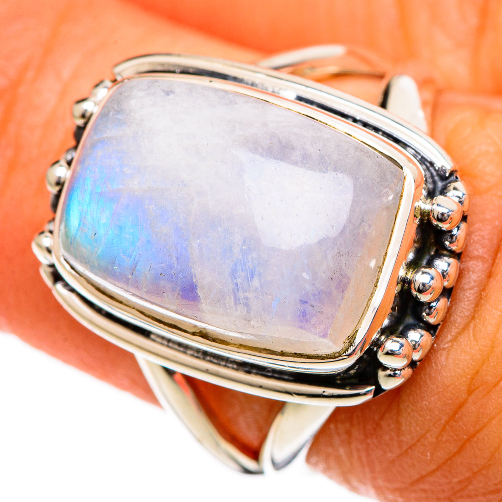 Rainbow Moonstone Rings handcrafted by Ana Silver Co - RING106902