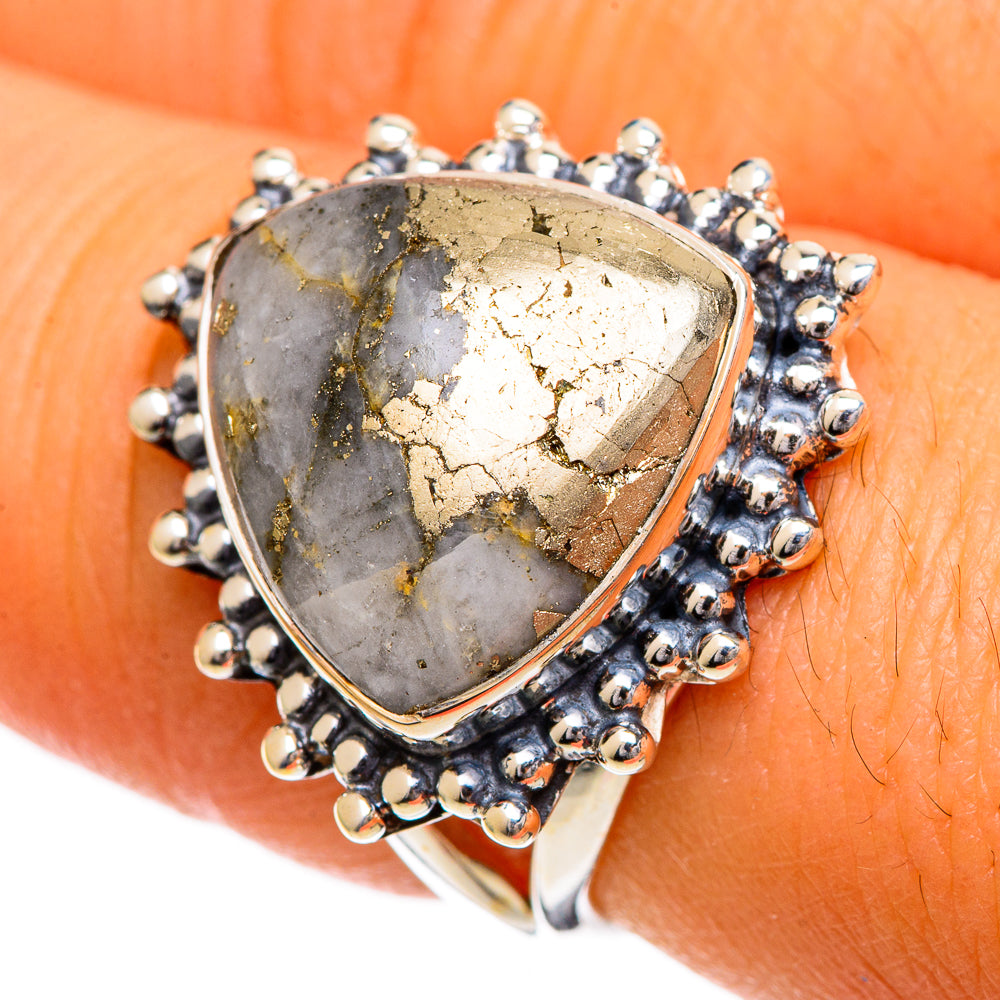 Pyrite Agate Rings handcrafted by Ana Silver Co - RING106937