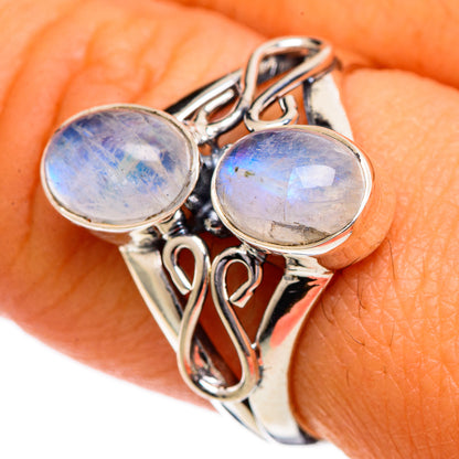 Rainbow Moonstone Rings handcrafted by Ana Silver Co - RING106941
