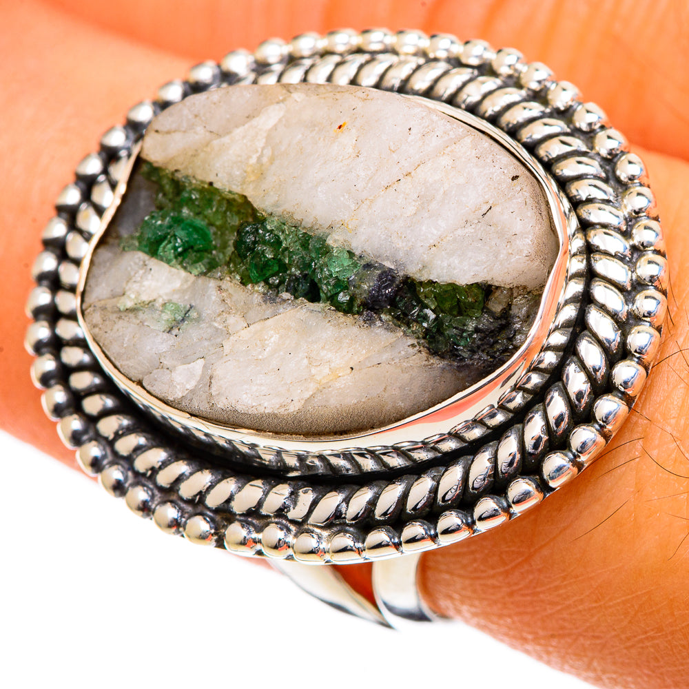 Green Tourmaline In Quartz Rings handcrafted by Ana Silver Co - RING106955