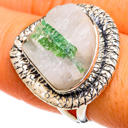 Green Tourmaline In Quartz Rings handcrafted by Ana Silver Co - RING106960