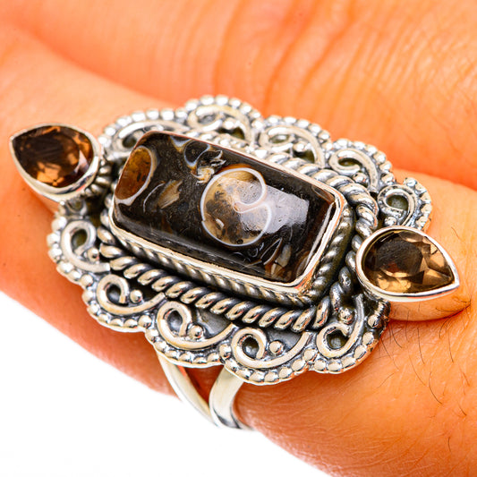 Turritella Agate Rings handcrafted by Ana Silver Co - RING106964