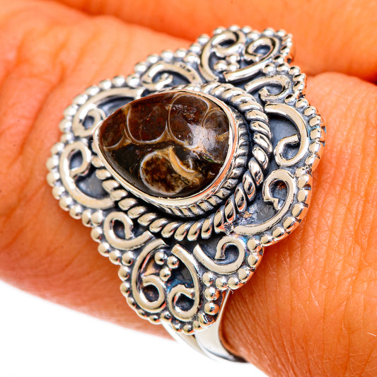 Turritella Agate Rings handcrafted by Ana Silver Co - RING106966