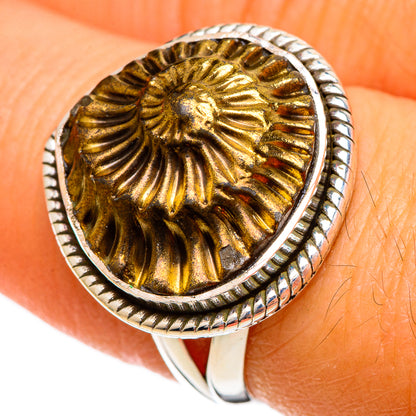 Pyrite Fossil Rings handcrafted by Ana Silver Co - RING106975