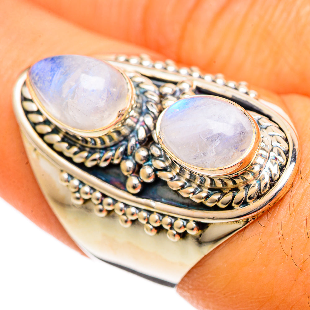 Rainbow Moonstone Rings handcrafted by Ana Silver Co - RING106978