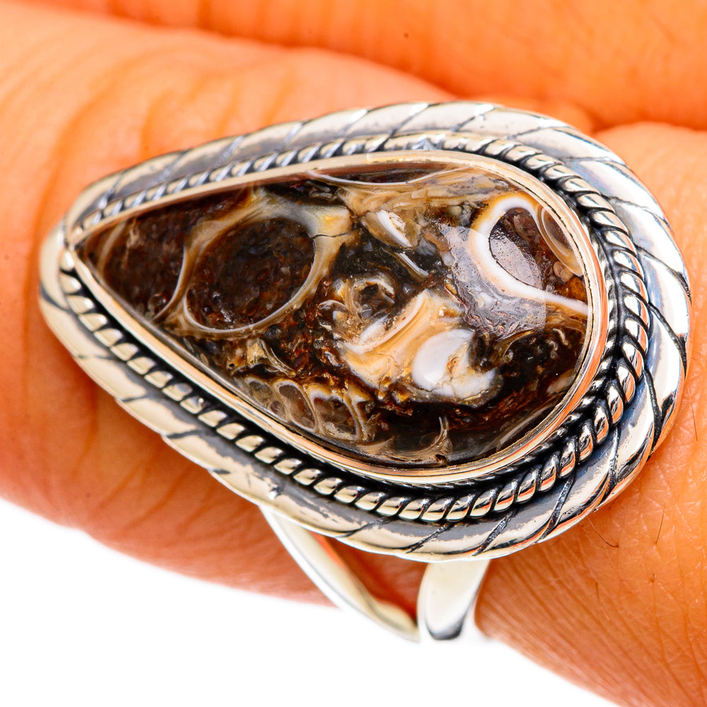 Turritella Agate Rings handcrafted by Ana Silver Co - RING107001