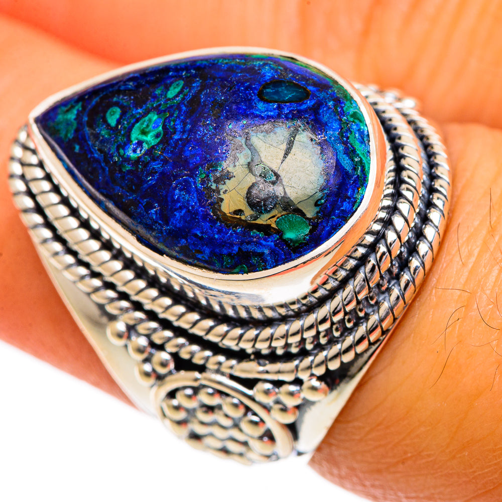 Azurite Malachite Rings handcrafted by Ana Silver Co - RING107024