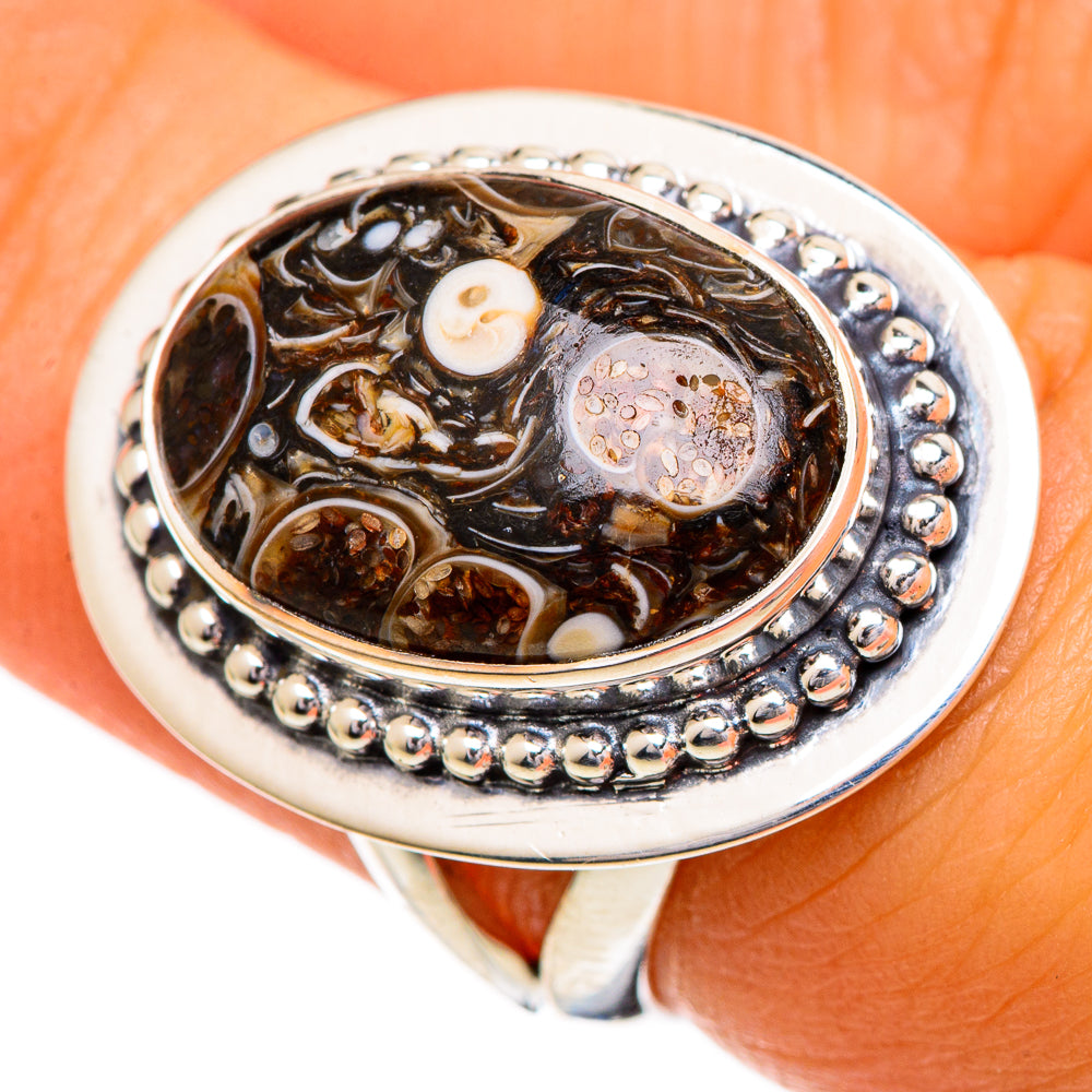 Turritella Agate Rings handcrafted by Ana Silver Co - RING107038