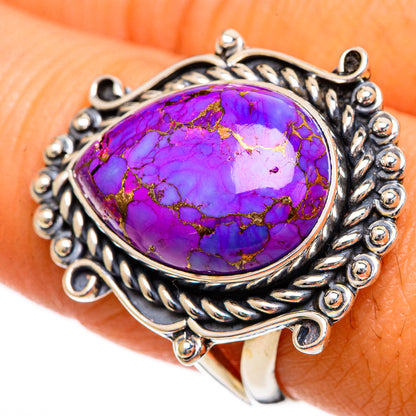 Purple Copper Composite Turquoise Rings handcrafted by Ana Silver Co - RING107041