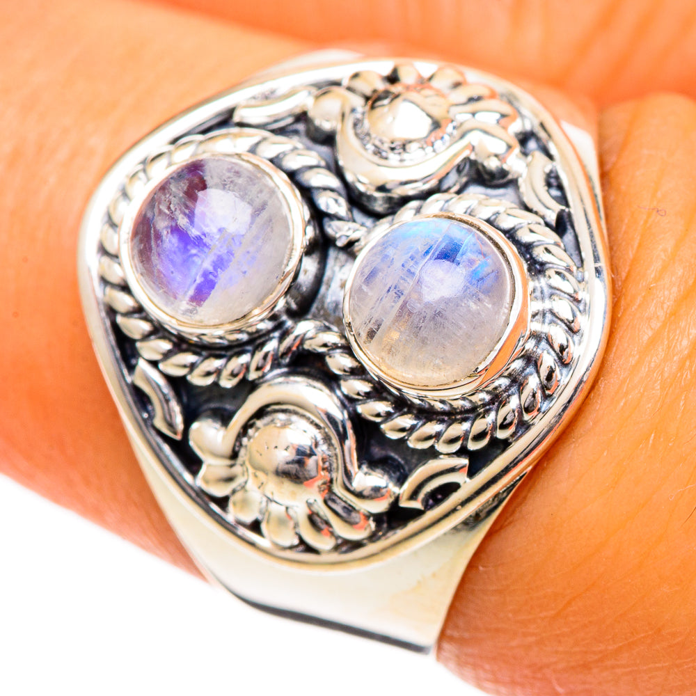 Rainbow Moonstone Rings handcrafted by Ana Silver Co - RING107049