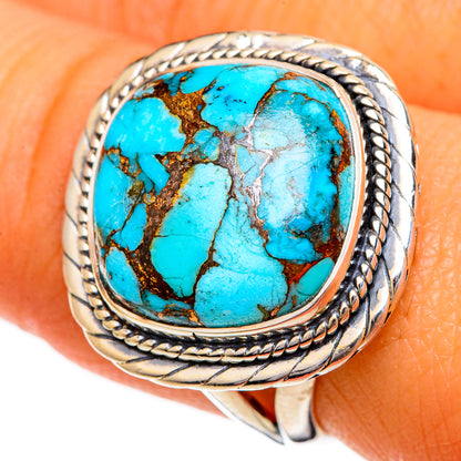 Blue Copper Composite Turquoise Rings handcrafted by Ana Silver Co - RING107058